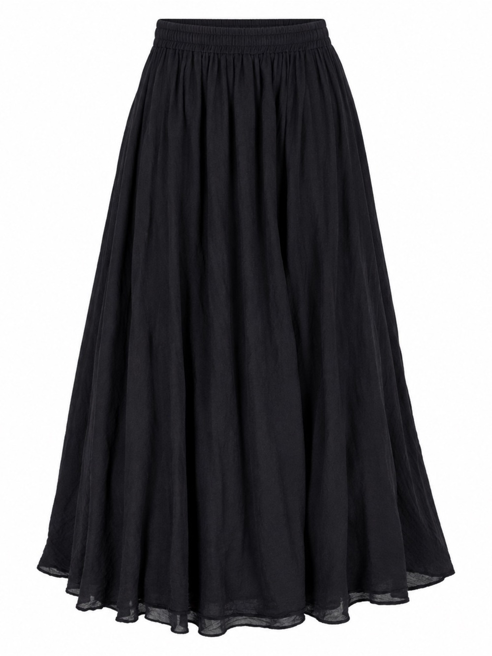 Black Gauze Maxi Skirt Women's Elastic Waist Lined Flowy Boho Peasant Approx S